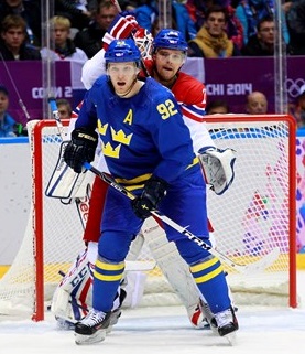 Gabriel Landeskog pred českou bránkou.